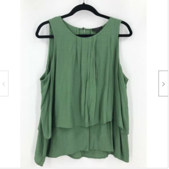 J. Crew Sleeveless Layered Blouse Fern Green - Picture 4 of 6